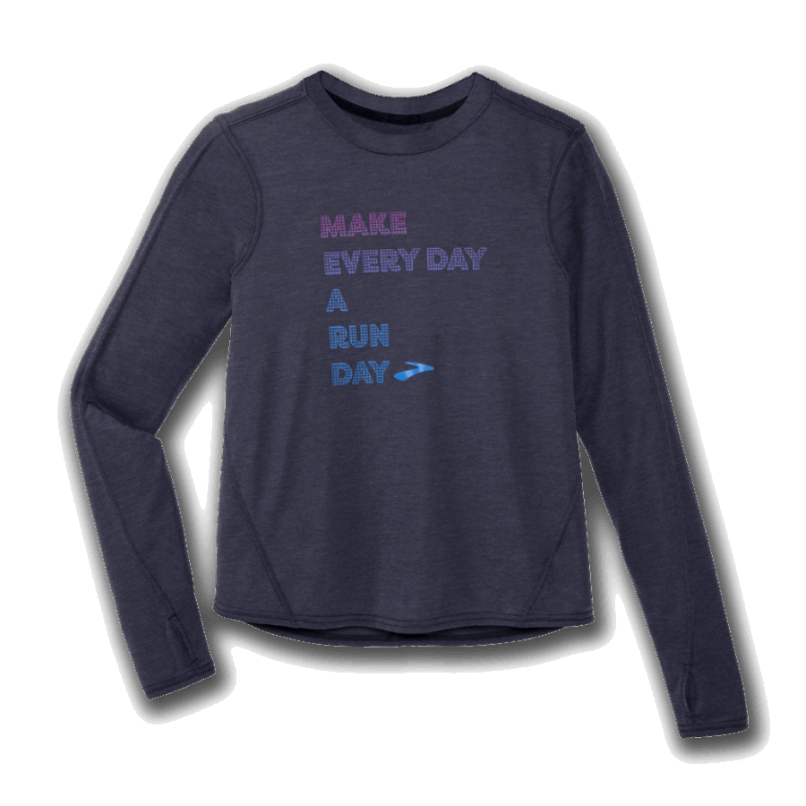 Brooks Distance Graphic Long Sleeve Heather Navy-Everyday